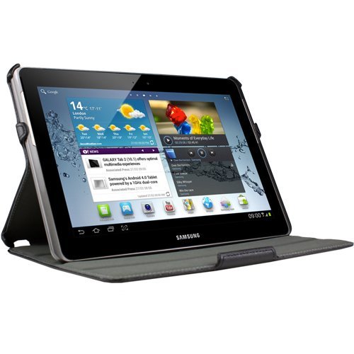 EXOTEK Premium Slim-Fit Folio Cover Case With Multi-Angle Stand For Samsung Galaxy Tab 2 10.1 (Black)