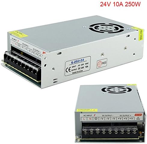 Aobi® Regulated Universal DC 24V 10A 250W Metal Housing Switching Power Supply AC 110/220V (24V 10A 250W)