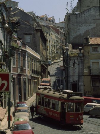 Street Scene with Trolley Photographic Poster Print by James L. Stanfield, 9x12