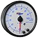 GlowShift White 7 Color 10,000 RPM Tachometer Gauge - for 1-10 Cylinder Gas Powered Engines - Built-in Shift Light - Mounts in Custom Dashboard - White Dial - Clear Lens - 3-3/4