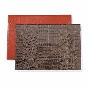 Large Crocodile Embossed Leather Envelope