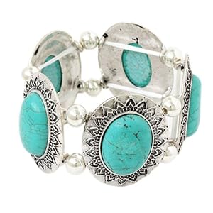 Metal Casting Turquoise Stone Elastic Bracelet Fashion Jewelr