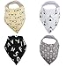 Baby Bandana Drool Bibs Use For Drooling, Teething, & Feeding - Soft Absorbent Cotton, 2 Adjustable Snaps - 4 Cute White, Cream, Gray, & Black Unisex Bandana Bibs for Girls & Boys - By Hello Baby Care