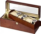 Auer Accessories Leda 8015DB Uhrenbox F�r 5 Uhren Dunkles Wurzelholz Herausnehmbares Tablett