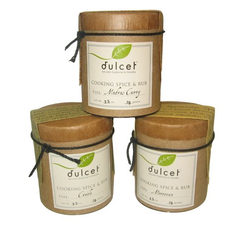 DULCET Set of 3 Cooking Spices & Spice Rub Blends: Madras Curry, Creole & Moroccan by Cajun Rubs