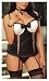 Fully Revisble Satin Bustier; black Thong & Stockings; black 42