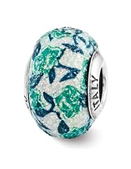 Sterling Silver Reflection Green Floral Overlay Bead