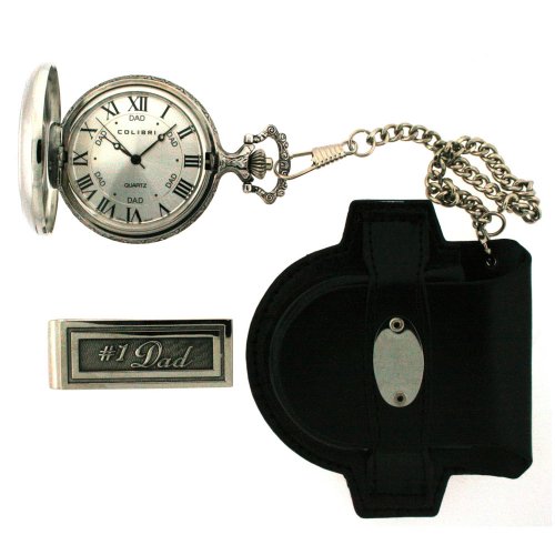 Colibri #1 Dad Pocket Watch Photo Insert with Black Leather Belt Holder Money Clip PWQ095258P