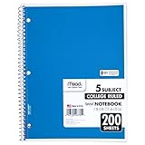 UPC 490810100487 product image for Mead Spiral Notebook, 5 Subject, College Ruled, 200 Sheets, 1 Notebook per Order | upcitemdb.com