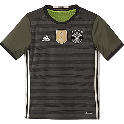 adidas Jungen Auswärtstrikot UEFA EURO 2016 DFB Replica, Dark Grey Heather/Off White/Base Green S15, 140, AA0114
