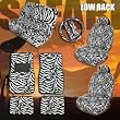 Complete Safari Zebra Low Back Car Mats Seat Covers Steering Wheel Cover Set