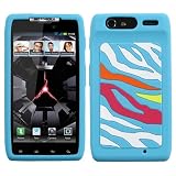 Rainbow Zebra/Baby Blue Pastel Skin Cover Case Silicone for Motorola Droid Razr