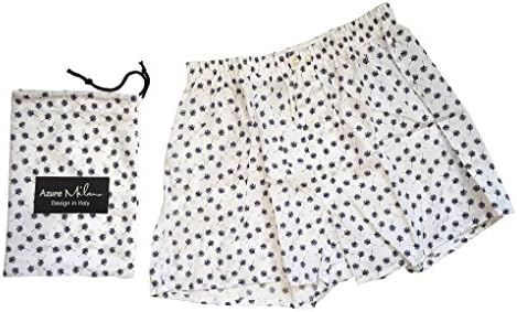 Azure Milano On-the-Go 100% Cotton Boxers - Italian Designed (Large, White - Name: Dante)