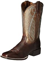 Ariat Women's Round Up Wide Square Toe Western Cowboy Boot, Yukon Brown/Bronze, 6 M US
