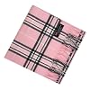Super Soft 100% Cashmere Classic Plaid Tassel End Long Pink Scarf