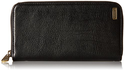 Fossil men s omega long wallet, black, one size