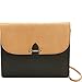 Isaac Mizrahi Womens Fashion Designer Handbags Tatiana Leather Clutch Bag with Crossbody Strap White Camel Tan