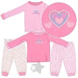 Pink Heart Set of Two Pajamas for Infant Girls