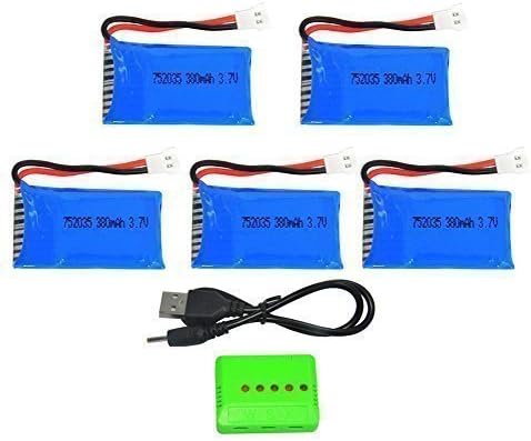 Factory Outlet 5pcs 3.7v 380mah 25c Hubson Lipo Battery and X5 Charger for Hubson X4 H107C H107D H107L Syma X11 X11C, Walkera Super CP Genius CP Mini CP, JXD JXD385 RC Quadcopter(shipped from our warehouse in USA)