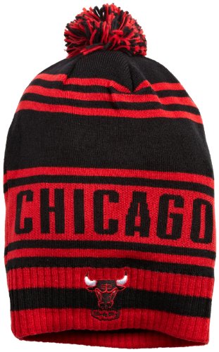 NBA Men's Classic Teams Pom Knit Hat - Kf09Z, Chicago Bulls, Black/Red, One Size