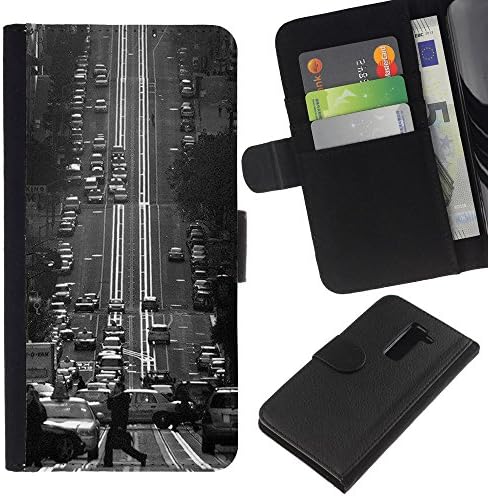 Smartphone Leather Wallet Case Protective Case Cover for LG G2 D800 / CECELL Phone case / / Fransisco Black White Vintage Trolly /