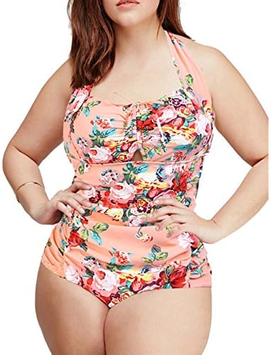 Lega Women's Swimsuit Plus Size Swimwear One-Piece Swimsuit Pink 16w