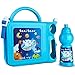 Kids Lunch Box Combo With Shoulder Strap And Detachable Plastic Water Bottle in Blue, Pink, or Yellow. Ideal For Pre-School, Toddler and Kindergarten Children.