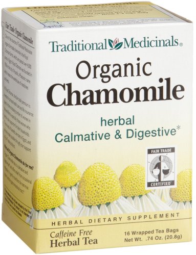 Traditional Medicinals Organic Fair Trade Certified Chamomile Herbal Tea, 16-Count Wrapped Tea Bags (Pack of 6)