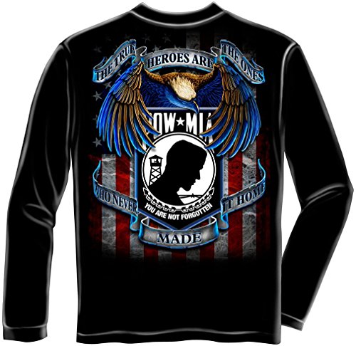 Military Long Sleeve True Heros Pow Mia Black