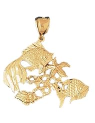 Dazzlers Solid 14 karats Gold Angelfish Goldfish Shell Charm Pendant available in three colors from jewelsberry (weights: 5.2 grams only)