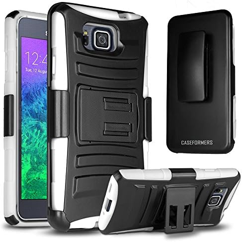 Galaxy Alpha Case, CASEFORMERS Duo Armor WHITE for Samsung Galaxy Alpha Combo Case with Stand and Holster