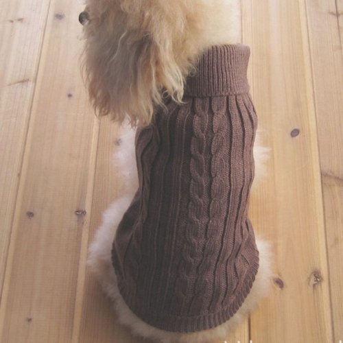 Tangpan Turtleneck Classic Straw-Rope Pet Dog Sweater Apparel (Brown,S)