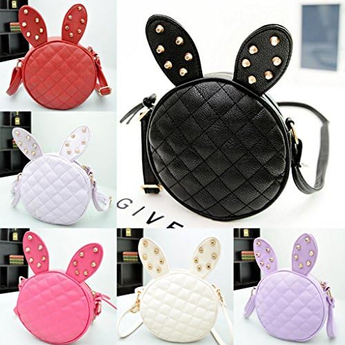 PurpleB Cartoon Bunny Rabbit Quilted Mini Handbag Shoulder Cross Body Bags Pouch Purses