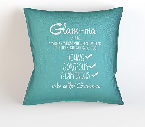 Glam-ma Decorative Throw Pillow Cover (16"x16", Aqua)