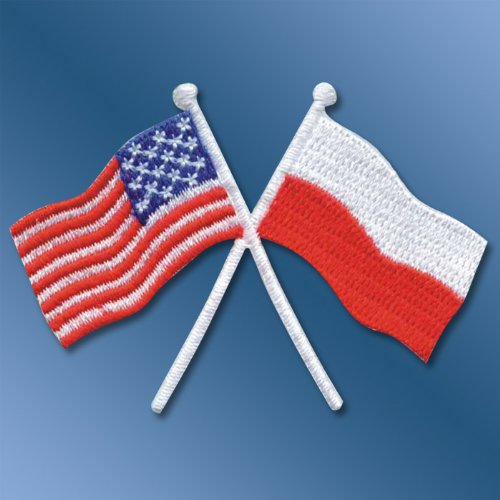 Crossed Polish American Flags Patch, Iron-On