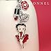 Z254 Cute Red Betty Boop Lip Stick Rose Kiss Charms Keychain