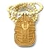 Natural Wooden Pharaoh King Tut Pendant with a 36 Inch Beaded Necklace Chain Good Quality Wood