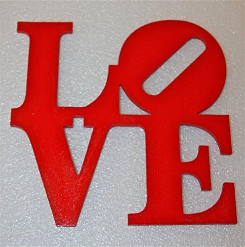 Love Sign, Red Valentine, 12.5" Tall, Philadelphia LOVE Statue Replica, Wood