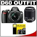 Nikon D60 Digital SLR Camera with 18-55mm f/3.5-5.6G VR AF-S DX Lens & 55-200mm f/4-5.6G ED AF-S DX Lens + Nikon 2-Year Extended Warranty