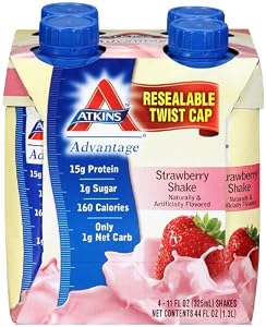 Atkins Ready To Drink Shake, Strawberry, 4 Count, 11 Ounce Aseptic Container