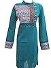 Womens Indian Tunic Dress Ethnic Printed Banded Collar Kurta Kurti Caftan Medium