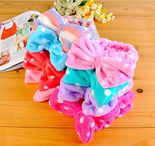 VANORIG® Lovely Double-deck Headband Bowknot, Women Soft Coral Fleece Hairlace, Wash Makeup Cosmetic Headband Hairlace with High Elasticity