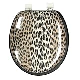 Leopard Skin and Black Padded Toilet Seat