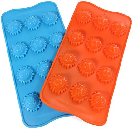 Candy Making Molds, 2PCS YYP [12 Cavity Sun Shape Mold] Silicone Candy Molds for Home Baking - Reusable Silicone DIY Baking Molds for Candy, Chocolate or More, Set of 2