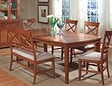 Contemporary Design Walnut Finish Rectangle Dining Table w/Leaf