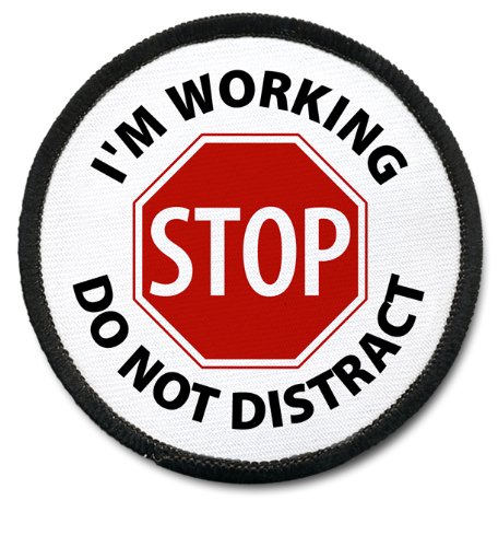 WORKING DOG DO NOT DISTRACT Black Rim Medical Alert 2.5 inch Sew-on Patch