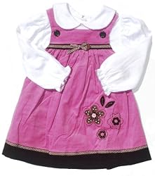Good Lad Toddler Girl Plum Color Flower Corduroy Jumper