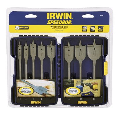 Irwin Industrial Tools 341008 Speebor Blue Groove Pro Spade Bit Set with Case, 8-Piece