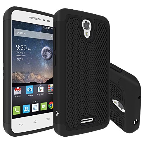 POP Astro Case, LK [Drop Protection] Shock-Absorption Hybrid Dual Layer Armor Defender Protective Case Cover for Alcatel OneTouch POP Astro (Black)