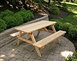IMAGE OF 5' Red Cedar Picnic Table with Attached Benches